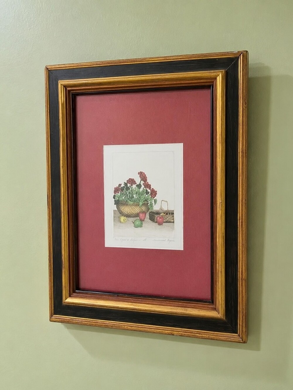 Michael Bush Vintage Artist Sign HC Print An Apple a Day Framed Picture Limited